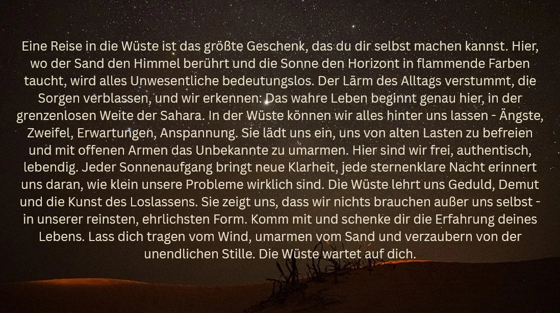 Wüstentext Sehnsucht
